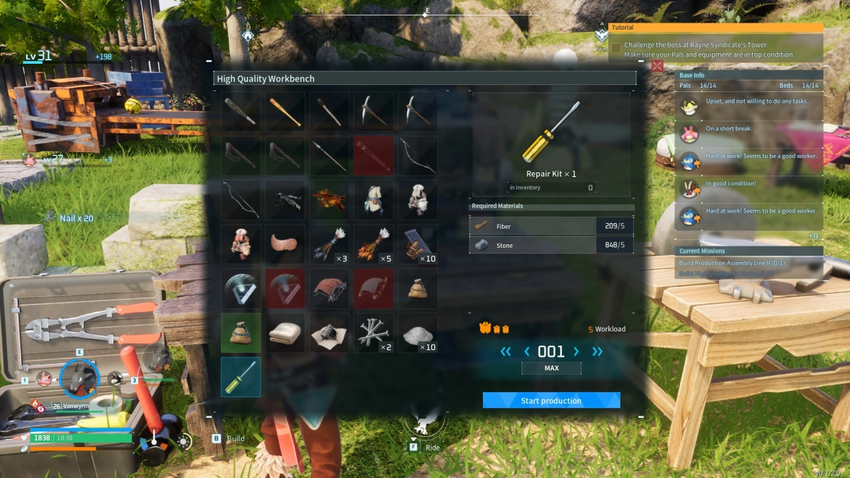 Pals Will Repair Damaged Structures using Repair Kits